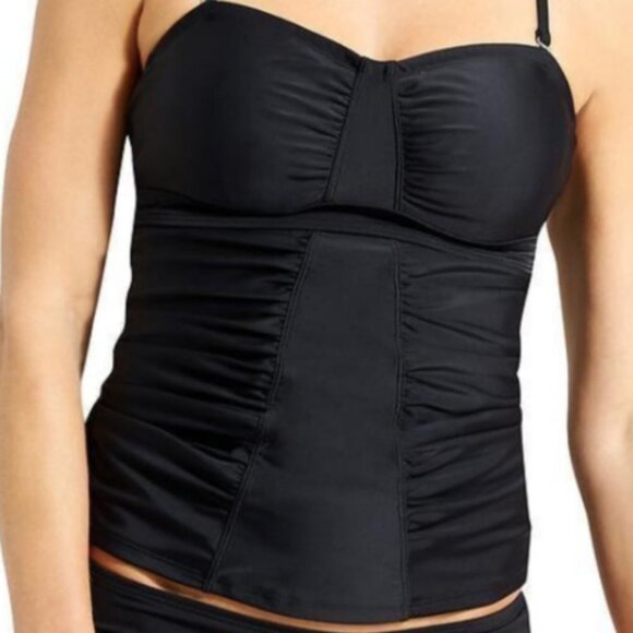 Athleta Tankini Top NWT Waterfall Bandeau Black 32 B/C - Picture 3 of 9